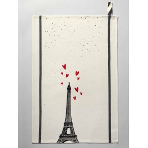 Strofinaccio Eiffel Coeurs Écru 70 X 50