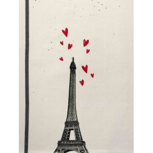 Strofinaccio Eiffel Coeurs Écru 70 X 50