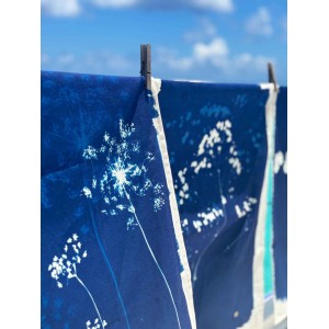 Strofinaccio Fleurs de carotte Bleu 70 X 50