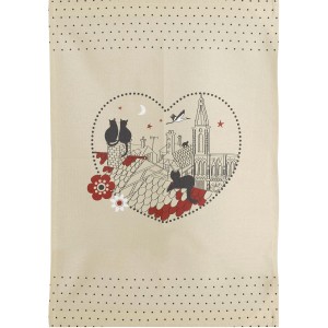 Strofinaccio Chats Coeur Beige 50 X 70