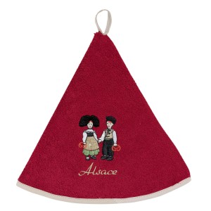 Asciugamano rotondo ricamato Couple Enfants Rouge Diameter 60