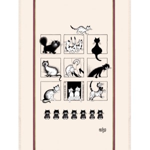 Grande strofinaccio Dubout Galerie de chats Écru 60 X 80