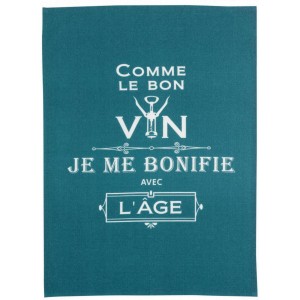 Strofinaccio Message Comme le bon vin Paon 70 X 50