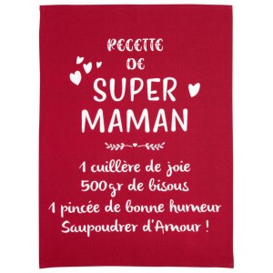 Strofinaccio Message Super Maman Rouge 50 X 70