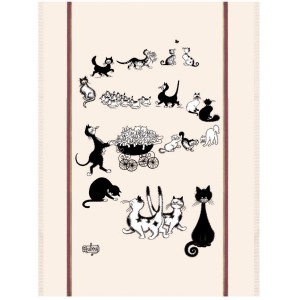 Grande strofinaccio Dubout Multi-chats Écru 60 X 80