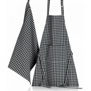 Grembiule da cucina riciclato Billie Noir/Gris 80 X 85