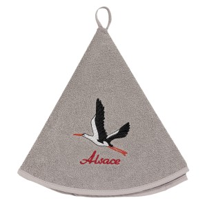 Asciugamano rotondo ricamato Cigogne envol Gris Diameter 60