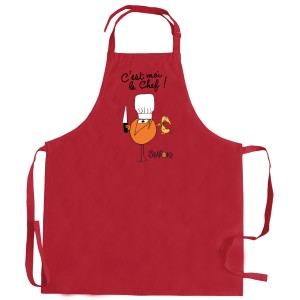Grembiule da cucina riciclato Shadoks C'est moi le chef Rouge