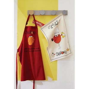 Grembiule da cucina riciclato Shadoks Glouton Rouge 72 X 90