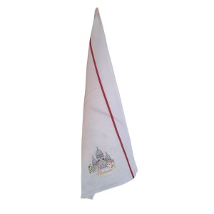 Strofinaccio a nido d'ape riciclato Montmartre Blanc/Rouge 50 X