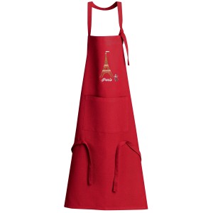 Grembiule da cucina riciclato con tasca Tour Eiffel Rouge 85 X