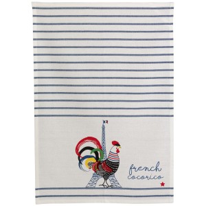 Asciugamano riciclato French Cocorico Écru/Bleu 50 X 70