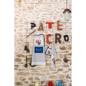 Grembiule da cucina riciclato French Cocorico Écru/Bleu 85 X 72