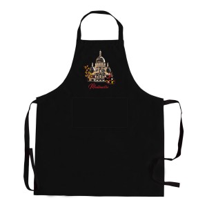 Grembiule da cucina riciclato con tasca Montmartre Noir 85 X 72