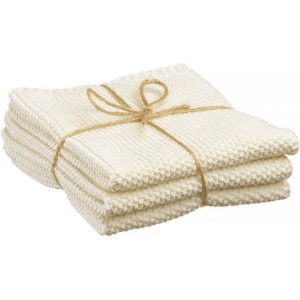 Set di 3 asciugamani lavorati a maglia riciclati Izan Gris 25 X