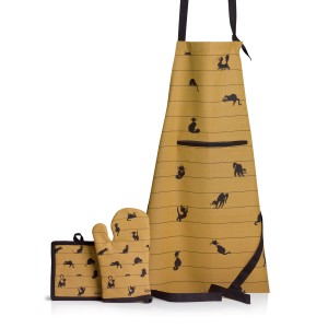 Set guanto da cucina/presina Dubout Partition de chats Cannelle