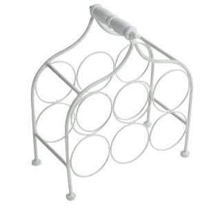 Portabottiglie in metallo in metallo bianco 33X17H36