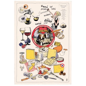 Strofinaccio stampato Les grands fromages Écru 48 X 72