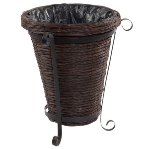 Portafiori rotondo in bambù e metallo Ø40H50