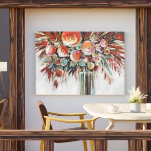 Quadro dipinto vaso fiori 120X80