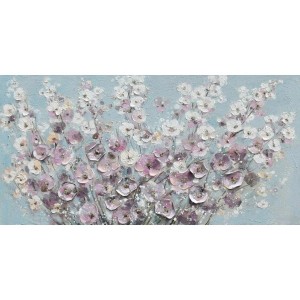 Quadro dipinto fiori rosa 120x60
