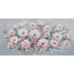 Quadro dipinto fiori rosa 120x60