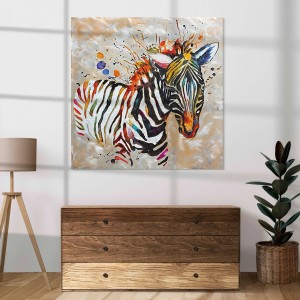 Quadro dipinto zebra 80x80