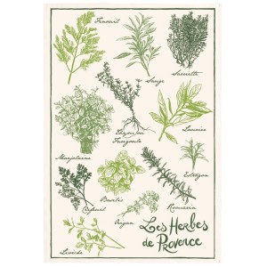 Strofinaccio stampato Les herbes de Provence Écru 48 X 72