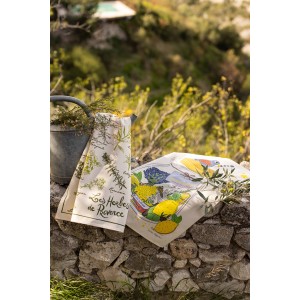 Strofinaccio stampato Les herbes de Provence Écru 48 X 72