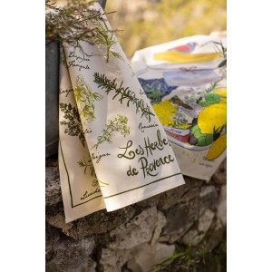 Strofinaccio stampato Les herbes de Provence Écru 48 X 72