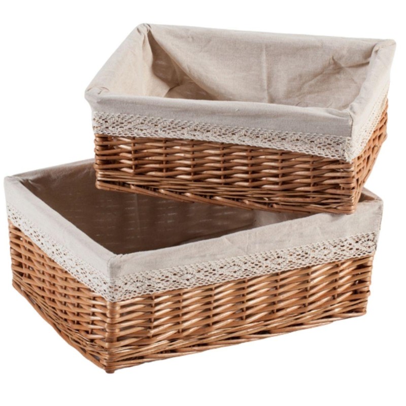 Cesto in vimini foderato 45X35H18 in set di 2