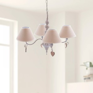 Lampadario con quattro bracci e decorazione cuore Ø47