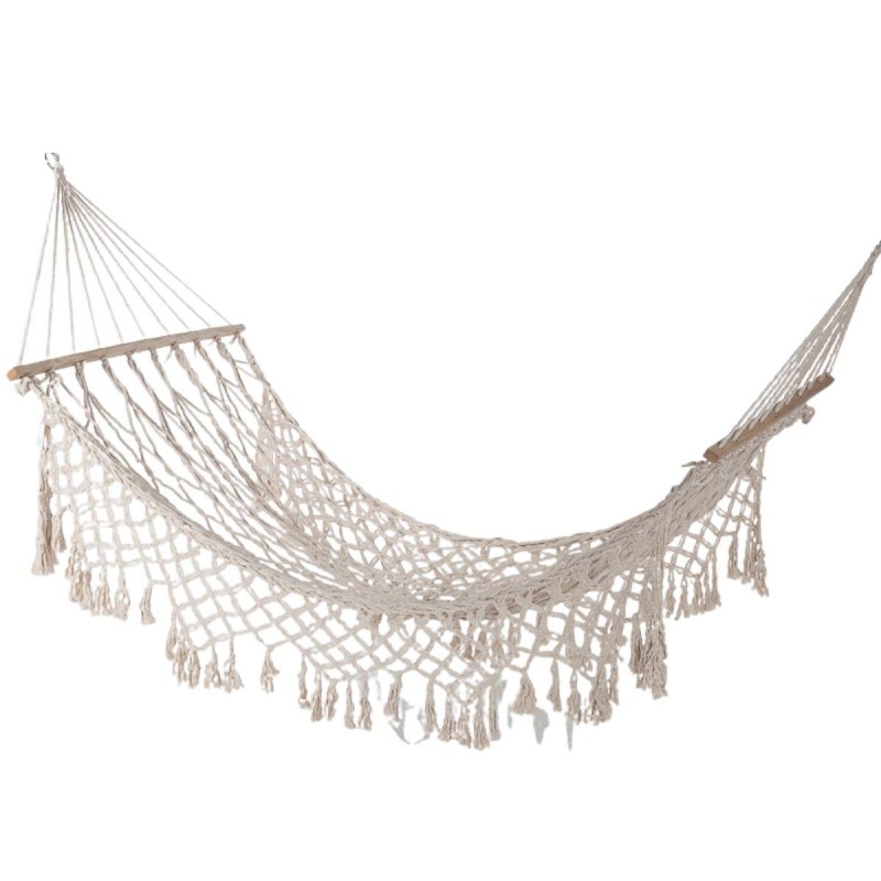 Amaca a rete in cotone con frange 100X200 Amaca a rete in cotone con frange 100X200