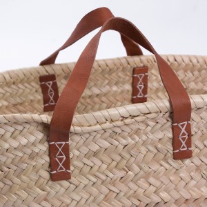 Borsa in palma con manici in cuoio 59H29