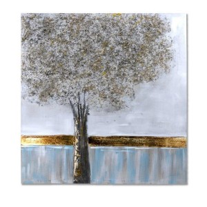 Quadro dipinto albero dorato 100x100