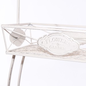 Portafiori a due piani in metallo bianco 43X25H82