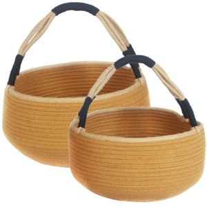 Cesto in cotone con manico Ø35H36 in set di 2