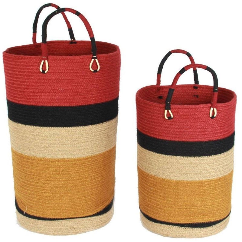 Cesto in juta multicolore Ø35H58 in set di 2