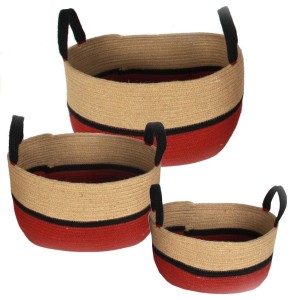Cesto in juta bicolore 50X34H24 in set di 3