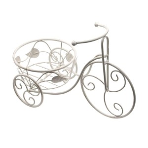 Portavaso bicicletta in metallo bianco 40X19H26