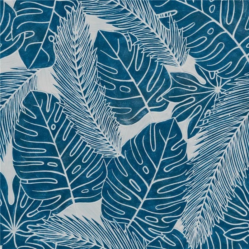 Quadro dipinto con foglie tropicali 80X80