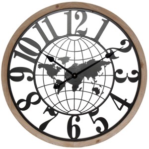 Orologio in legno di abete e metallo Ø60