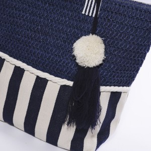 Borsa in cotone a righe blu 50XH40
