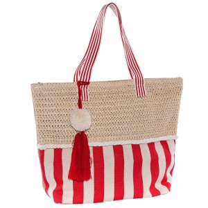 Borsa in cotone a righe rosse 50XH40