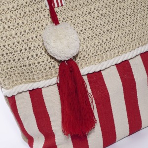 Borsa in cotone a righe rosse 50XH40