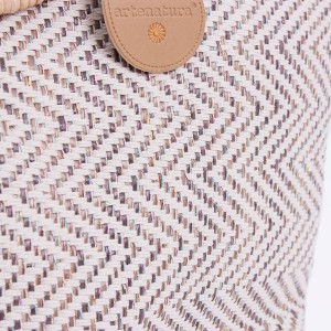 Borsa in cotone con manici in rattan 48H33