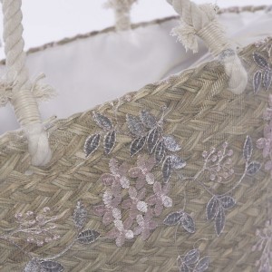Borsa in fibre naturali e pizzo 56XH30