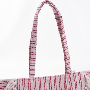 Borsa in cotone a strisce con frange 51XH35