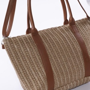Borsa in fibre naturali con doppio manico in ecopelle 42XH35