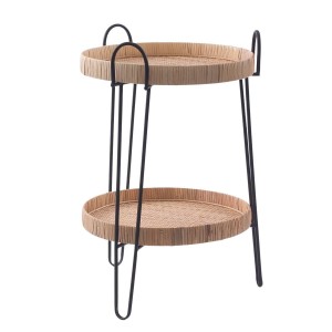 Tavolo da caffè in metallo nero e rattan Ø42H60